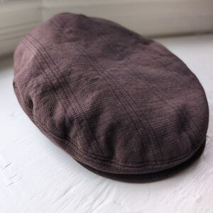 Brown and red plaid newsboy cap 100% cotton